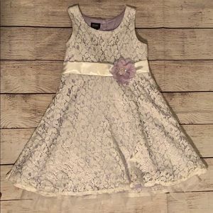 Girls lace dress with flower detail